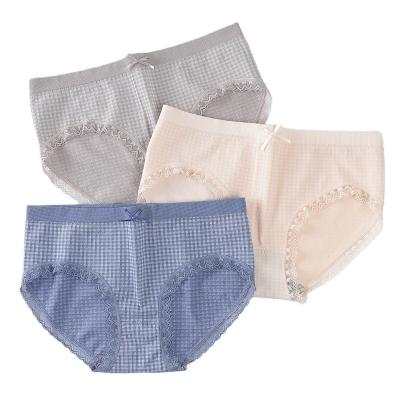 China Cotton Antibacterial Bow Color Girls Panties Graphene Lattice Panties Women KK002 Seamless Mid-waist Panties for sale