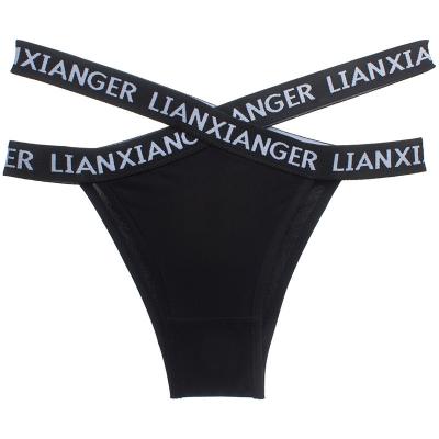 China New Design KK018 Antibacterial Letters Lady Women's Thong Women's Transparent Sexy Panty Cotton Underwear Ladies Solid Color Briefs for sale