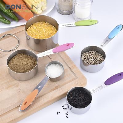 China 5 PCS Stainless Steel Stackable Measuring Cups Set For Measuring Dry And Liquid Ingredients for sale