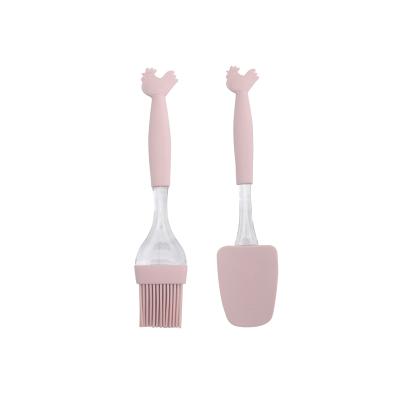 China Sustainable Tools Silicone Brush 2 Sets Household Kitchen Cake Butter Scraper Spatula Barbecue Baking Brush for sale