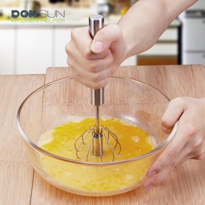 China Viable Kitchen Stainless Steel Egg Beater Tools Semi-automatic Egg Beater Revolving Egg Beater for sale