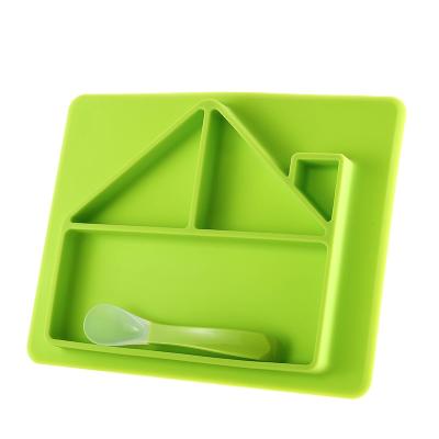 China New Arrived Viable House Shape Silicone Children Dish Baby Silicone Suction Dish for sale