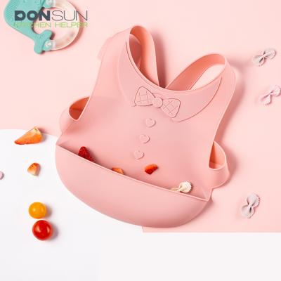 China New Arrived Antibacterial Silicone Straps Band Adjustable Size Waterproof Soft Bibs With Crumb Catcher for sale