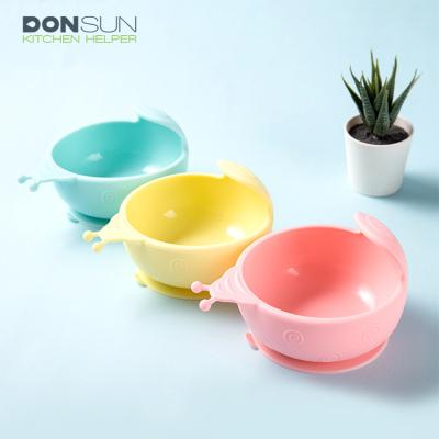 China BPA Free Snail Safe Baby Microwave Feeding Bowl Food Grade Silicone Baby Suction Bowl for sale