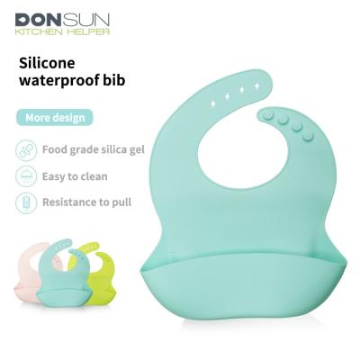 China Food Grade Baby Bibs Silicone Antibacterial Easy Clean Waterproof Custom Bibs for sale