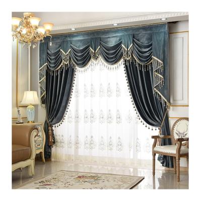 China Ready Made Blackout Plain Drapes Luxury Elegant Blackout Fabric Living Room Velvet Blackout Curtains With Drapery for sale