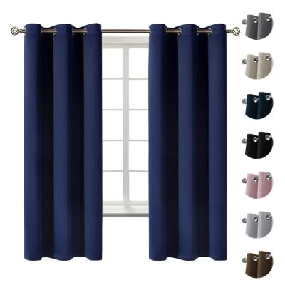 China Blackout Cheap Ready Made Solid Polyester 42*84Inch Curtain For Living Room Luxury for sale