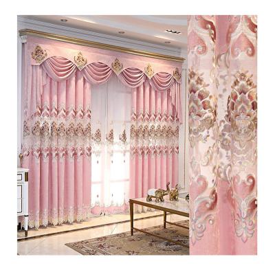 China Blackout wholesale home pink bedroom European luxury embroidery fabric curtains for the living room for sale