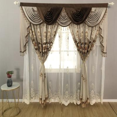 China European and American Style Wholesale living room ready made American style luxury hotel embroidery valance  design  cheap curtain for luxury living room for sale