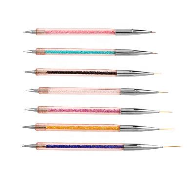 China Crystal Dual-Sided Lightweight Acrylic 7 Pieces Nail Art Liner Brushes Gel Paint Nail Design Brush UV Pen for sale