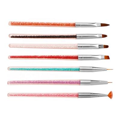 China 7pcs/set Colorful Nail Art Brush Tools Acrylic Carving Glitter Grip Nail Painting Pen Manicure Tools Kit for sale