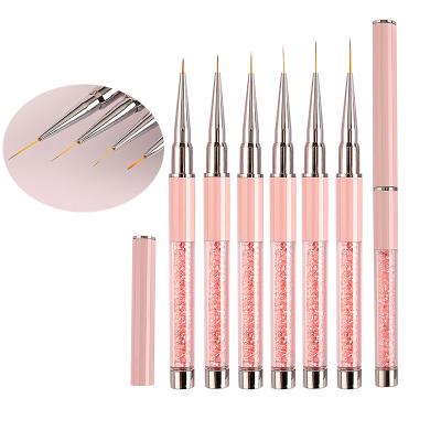 China 6pcs Flat Acrylic Pen For Nail Art Brush Liner Painting Brush Set for sale