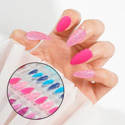 China Design 12 Pieces One Box Acrylic Colorful Artificial False Nails For Art for sale