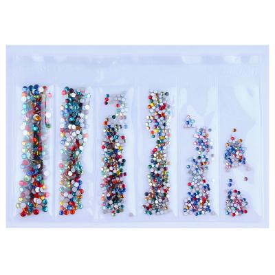 China Fashionable 20 Colors Flat Back Glass Crystal Rhinestone Mixed 6 Size Nail Art Supply Nail Decoration for sale