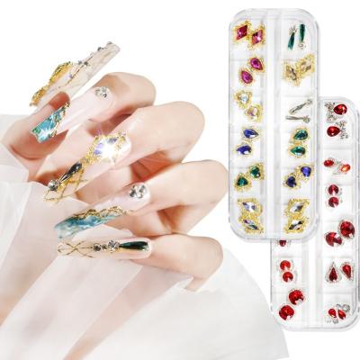 China Hot Nail Art Decorations Rhinestones Design Art Jewelry Nail Multi Shape Alloy Nail Crystal Metals Diy 3D Nail Beauty Products Sale for sale