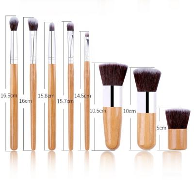 China Angular Natural Bamboo Blush Handle 11pcs Makeup Brush Set High Quality Makeup Tool Kit With Cotton Bag for sale