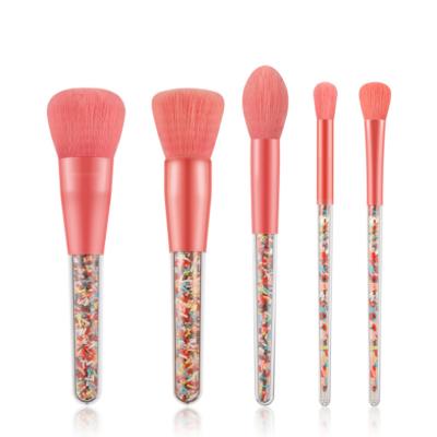 China Angular Blush 5pcs Candy Colored Professional Pink Eyeshadow Brush Powder Brush Make Up Brush Set for sale