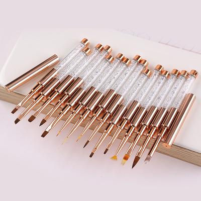 China Nail Art Acrylic Crystal Handle Finger Nail Painting Pen Brush For Nail Art for sale