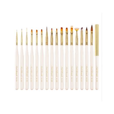 China Finger Nail Art 16pcs Nail Design Pen Painting Tools with White Wooden Handle for Nail Art for sale