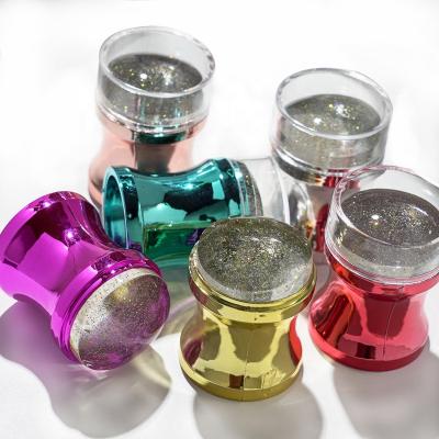 China Nail Beauty Products 6 Colors Nail Punch Clear Jelly Silicone Head Nail Art Puncher with Scraper Nail Tool for sale