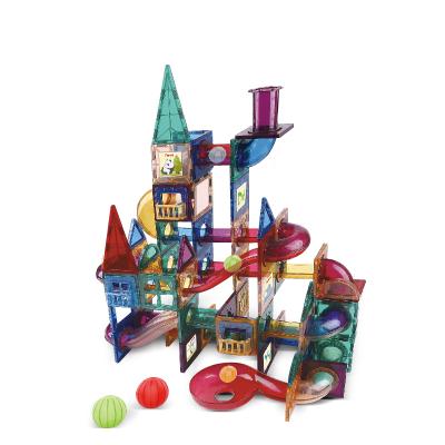 China DIY Building Bricks Large Magnetic Building Blocks 210 Pcs Construction Toy Set Kids Magnet Bricks Toys Running Marble Toy for sale