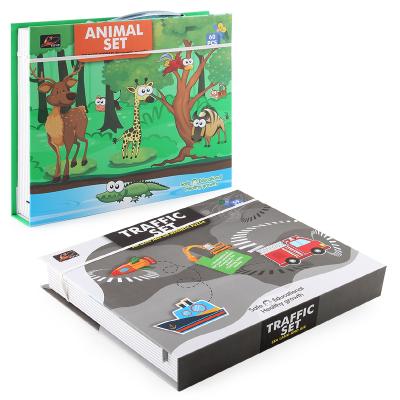 China Educational Toys Gifts Paper Puzzle Toys Cartoon Forest City Educational Toy Drawing Magnetic Board Toys Set for sale