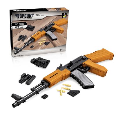 China Building Blocks Assembled Building Block Gun AK47 Military Classic Assault Rifle King of Rifle Toy AK47 Toy Rifle for sale