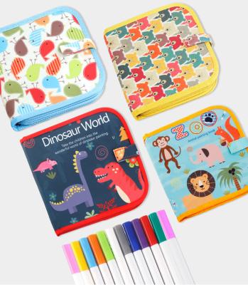 China Environmental BB Writing Board Drawing Book Kits Painting Mat Pen Color Board with 12 Color Mini Reusable Painting Book Toy for sale