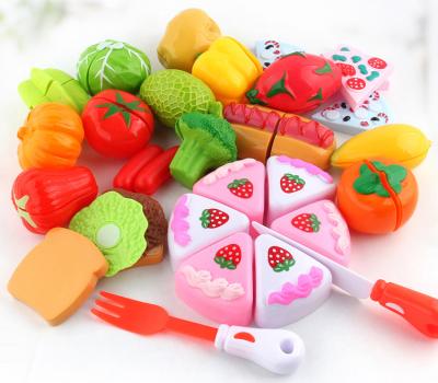 China Simulation Cutting Food Toys Pretend To Play Kitchen Preschool Toys Set Simulated Funny Vegetable And Fruit Cake Cutting for sale