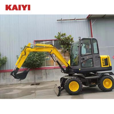 China China Hotels Cheap Multifunctional Small Wheeled Excavator With Cabin Digging Machine With Replaceable Auxiliary Tools for sale