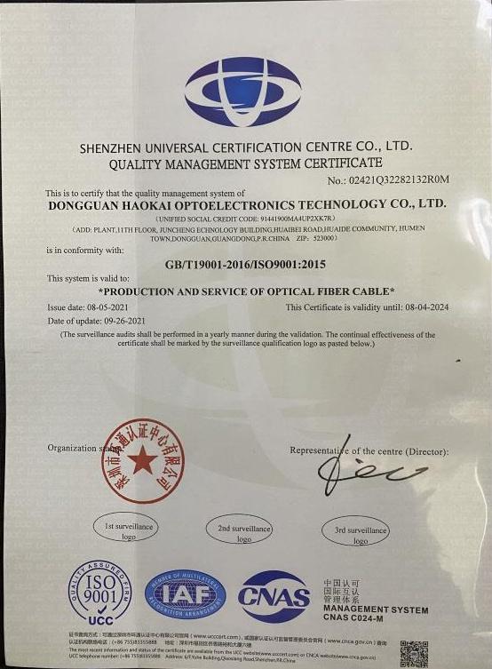 ISO9001 - Dongguan Haokai Optoelectronics Technology Co., Ltd.