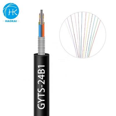 China Networking GYTS 4 6 8 12 16 24 32 48 72 96 144 288 core steel wire single mode fiber optic cable armored communication cable for sale