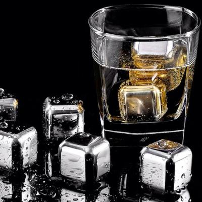 China Viable High Quality Reusable Stainless Steel Bar Whiskey Stones Ice Cube Metal Wine Cooling Ice Cubes for sale