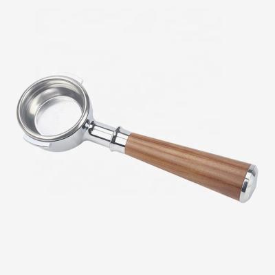 China Stainless Steel Viable Portafilter Handle Minimalist Portafilter Handle Coffee Portafilter Wood Bottom for sale