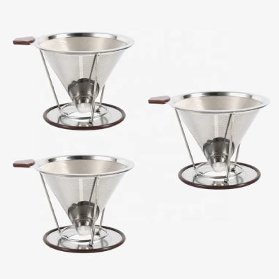 China Viable Reusable Stainless Steel Coffee Filter Drip Coffee Filter Stainless Steel Drip Cone Coffee Filter for sale