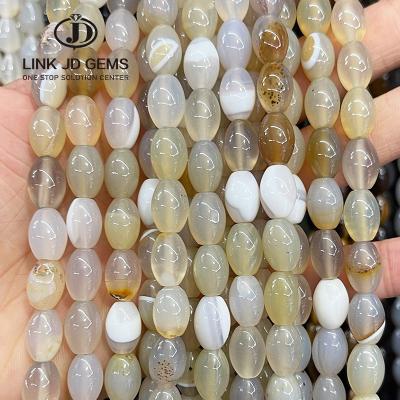 China Mateiral 8*12mm Natural Gemstones Loose Beads Rice Form Tube Shape Agate Quartz Beads Type Jewelry Findings Natural Stone Connector for sale