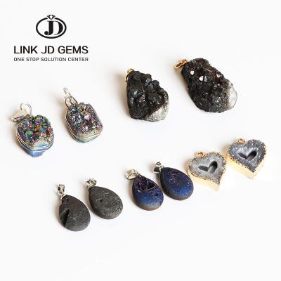 China BOHEMIA Crystal Irregular Cluster Gemstone Quartz Pendants For Jewelry Making DIY Necklace Accessories Heart Drop Shape Charms for sale