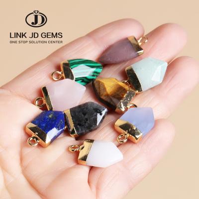 China Cute Natural Stone Lazulite Chalcedony Pendants Polygon Shape Dangle Charms For Jewelry Making Gemstone Diy Necklace Accessories for sale