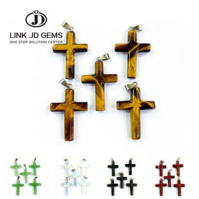 China Wholesale Natural Stone 1PC Pendants CLASSIC Cross Pendant 28*40*8mm Size For Men Women Diy Accessories Necklace Jewelry for sale