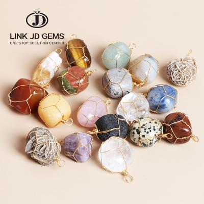 China Romantic Natural Desert Rose Selenite Stone Tumbled Stone Wire Wrap Stone Pendants For DIY Necklace Reiki Healing Gift for sale