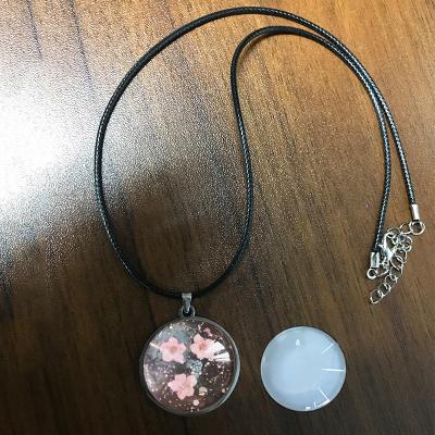 China For Printing To Print Round Shape , Blank Black Sublimation Rope Necklace With Crystal Insert for sale