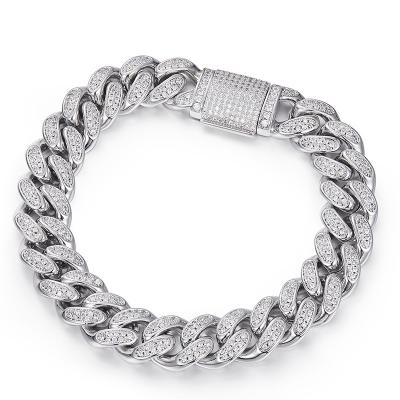 China 2022 Hiphop fashion jewelry S925 sterling silver cuban bracelet moissanite hiphop bracelet for women men for sale