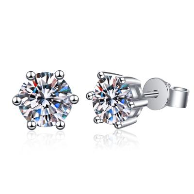 China CLASSIC 2022 Fashion Jewelry Beautiful 925 Sterling Silver Moissanite Stud Earrings 2CT 4ct Moissanite Stud Earrings For Women for sale