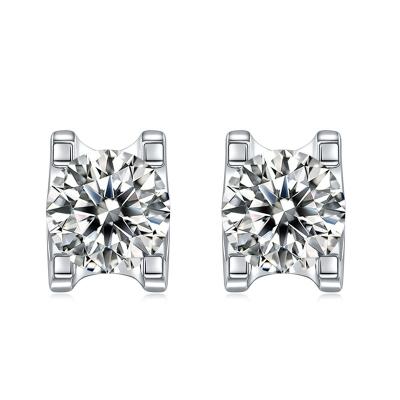 China Manufacturer Custom 6.5mm CLASSIC Men Women Real 0.5 1 Carat D VVS GRA Certified 18K Gold Moissanite Earrings Ear Studs With Certificate for sale