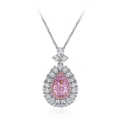 China CLASSIC 2022 Valentine's Day Gift Ice Cup Bling 8*12mm Big Cut Zirconia Silver Water Drop Necklace 925 Radiant Pink Yellow Pendants for sale