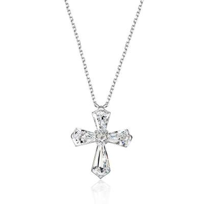 China Fashion 2022 latest punk factory direct design Diamond Cross high carbon single pendent 925 Sterling Silver Necklace for sale