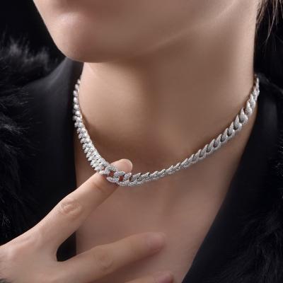 China CLASSIC 2022 5A CZ Iced Out 925 Sterling Silver 40cm Cuban Link Hip Hop Miami 45cm Cuban Link Necklace Chain Chocker for sale