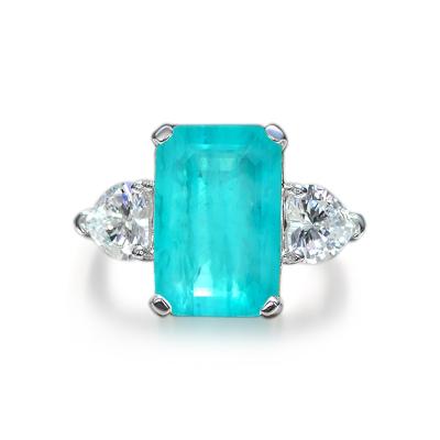 China Fashion Gift Summer Design 2022 Latest Design 2022 Synthetic Paraiba Zircon 925 Sterling Silver Ring for sale