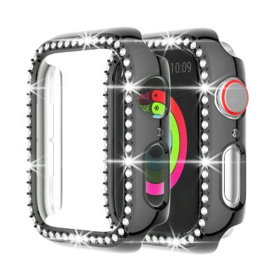 China Hot Selling Aluminum Alloy Cavity Single Row Diamond Aesthetic Watch Case Cover For Apple Watch for sale