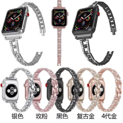 China Stainless Steel Stainless Steel Women Watch Band For Apple Watch Bands 38mm 42mm 40mm Rhinestone Watch Band for sale